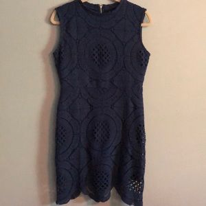 Crochet Royal Blue dress with zippier back.